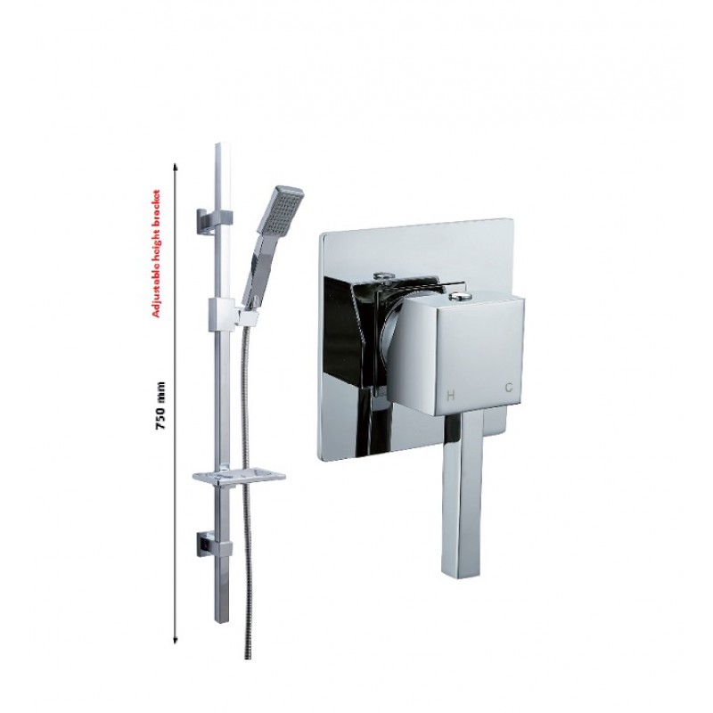 SMV1 - Square manual single option concealed valve plus S300 - AquaSense adjusta (MP2)