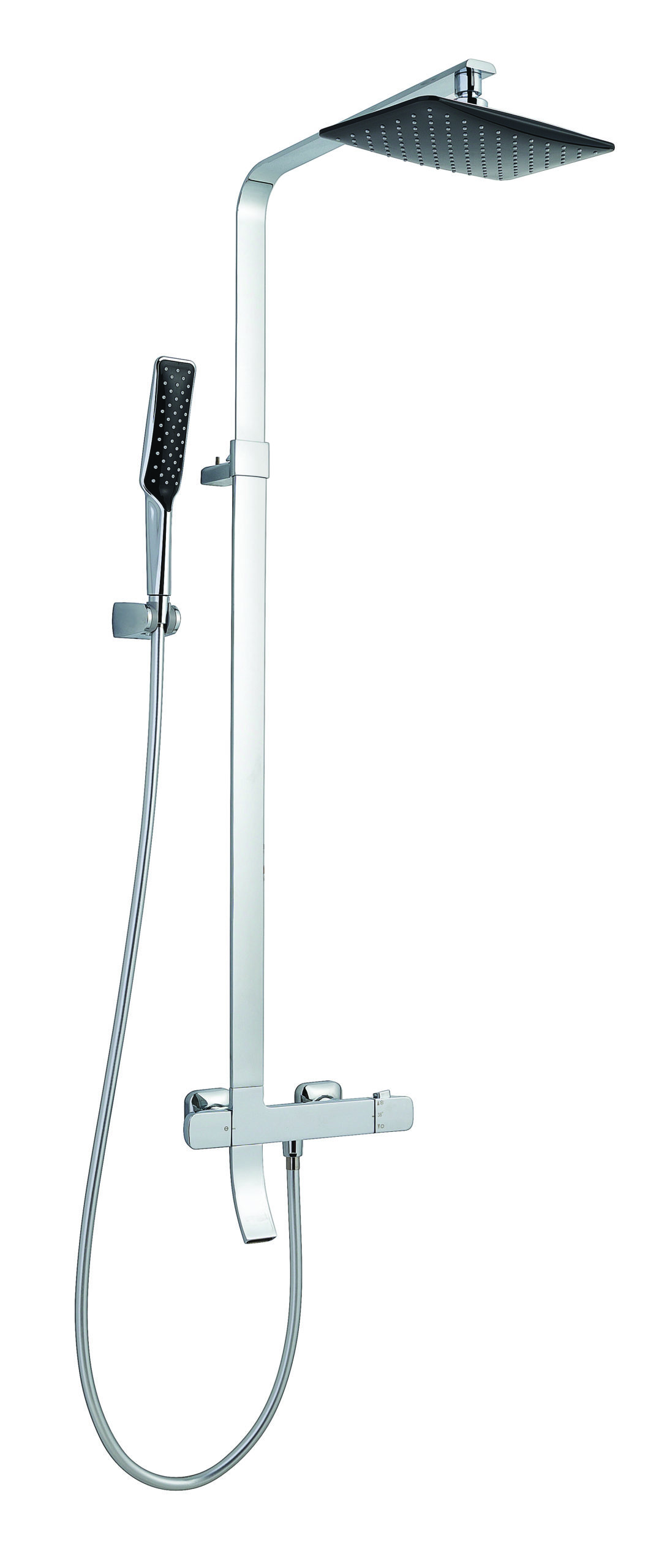 JTP - Thermostatic shower pole with overhead shower, hand shower and bath spout