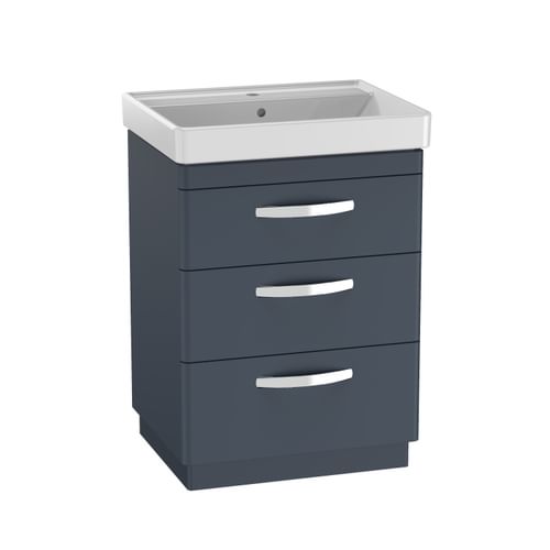 Compass 600 Three Drawer Vanity Unit - Oxford Blue