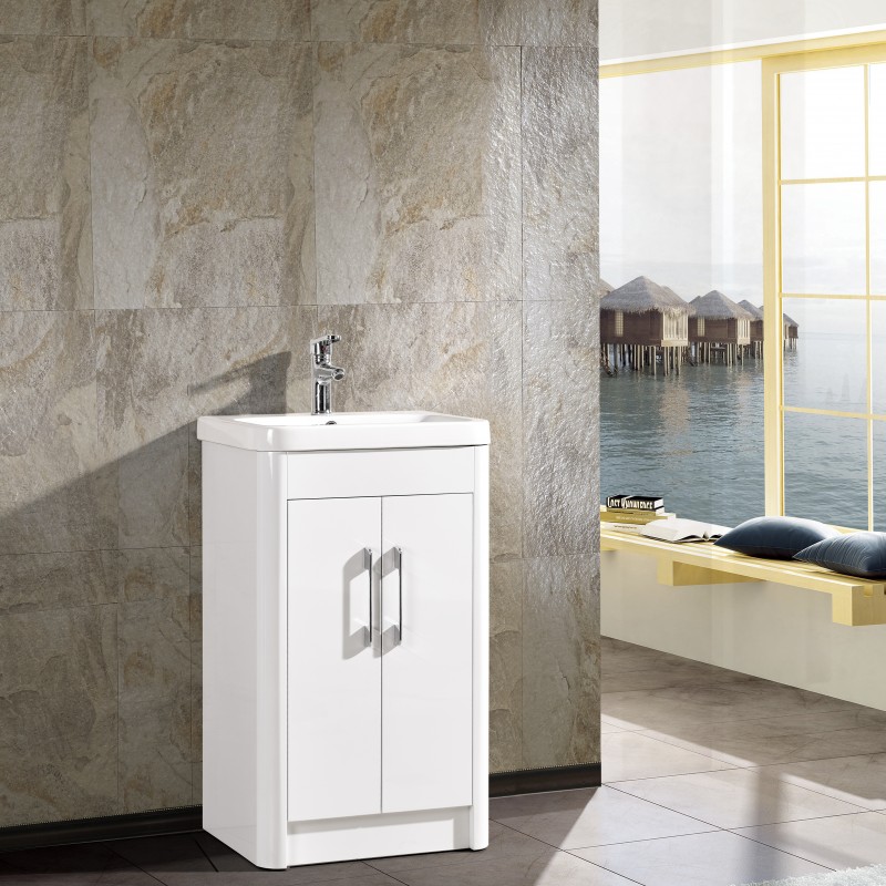 Olga floor standing (2 door) unit & ceramic basin - 600mm (OLG600)