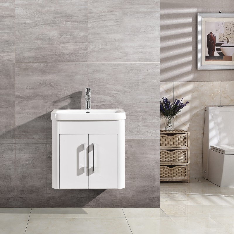 Olga wall hung (2 door) unit & ceramic basin - 500mm (OLG500W)