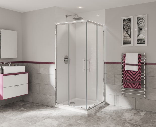 Optima 6 Corner Entry Door 760 X 1900mm Chrome