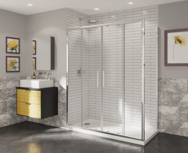 Optima 6 Double Sliding Door 1600 X 1900mm Chrome
