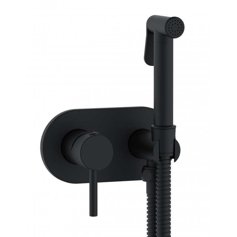 Manual Douche pack, Round concealed all in one - Matt Black (P103-B)