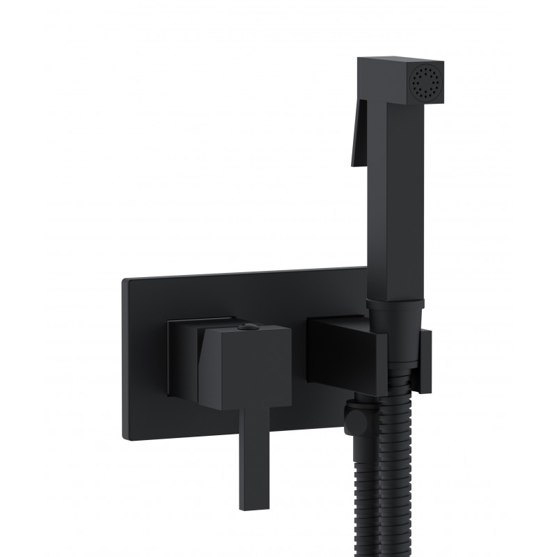 Manual Douche Pack, Square concealed. All in one - Matt Black (P203-B)