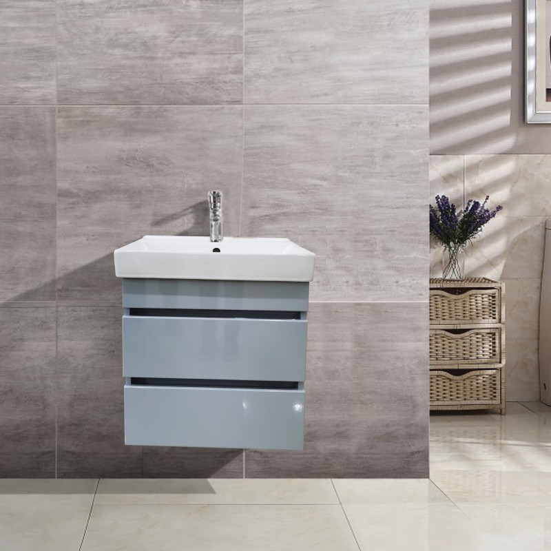 Ambiance wall mounted 2 drawer unit & Ceramic basin (AGG-46W)