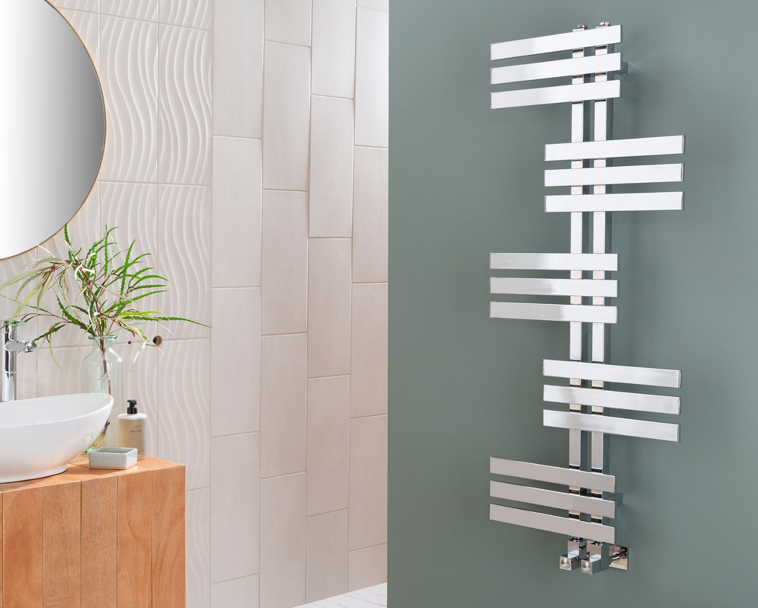 Contemporary Phoenix Towel Rail Heating-Chrome 1200x500