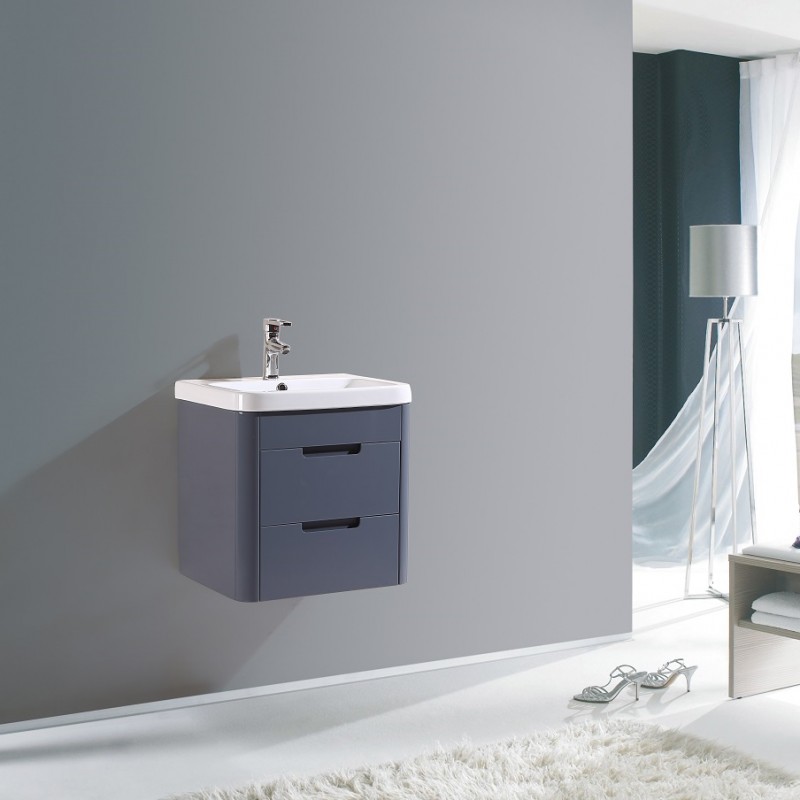 Plus wall hung (2 Drawer) vanity & ceramic basin (PLUS-50GW)