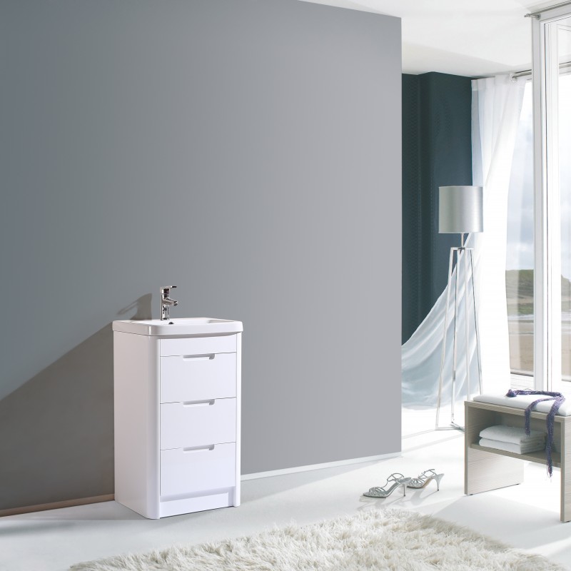 Plus floor standing (3 Drawer) vanity & ceramic basin (PLUS-50WF)