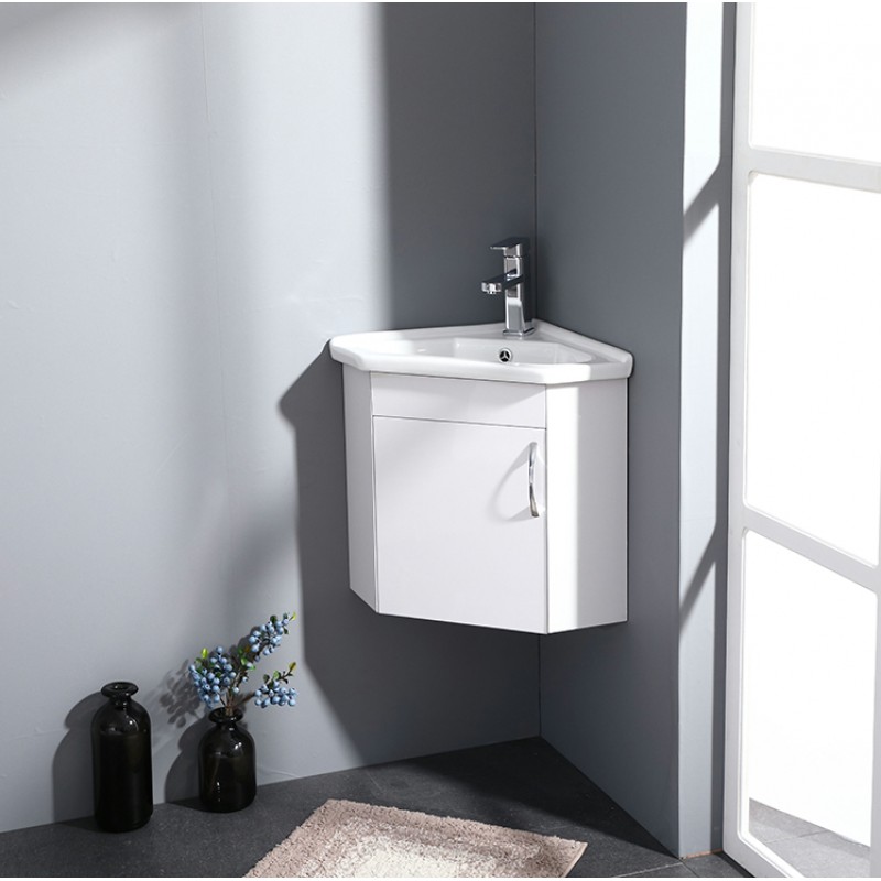 Pearl wall hung corner cloakroom vanity. Basin (PRL410W)