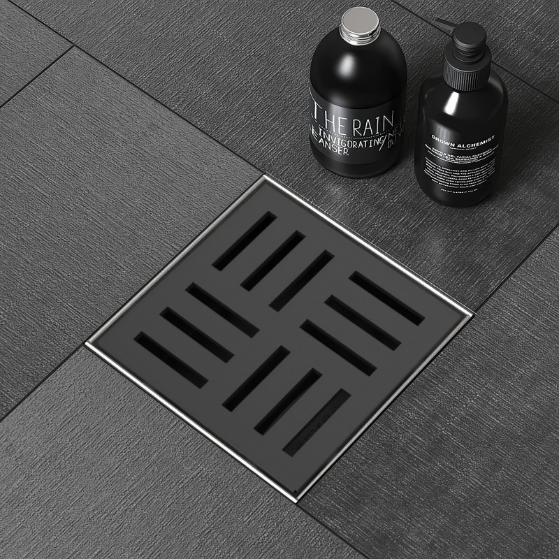PURE SHOWER GRATE & DRAIN (SQUARE) - 150 x 150mm Matt Black (PSG15-B)