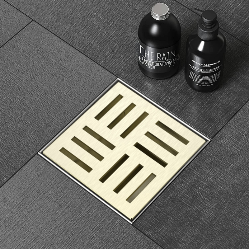 PURE SHOWER GRATE & DRAIN (SQUARE) - 150 x 150mm Brush gold (PSG15-G)