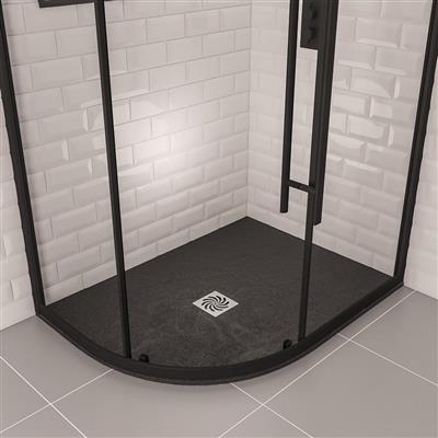 Crossland 1200 x 900mm Left Hand (LH) Offset Quad Shower Tray with Slate Finish - Black