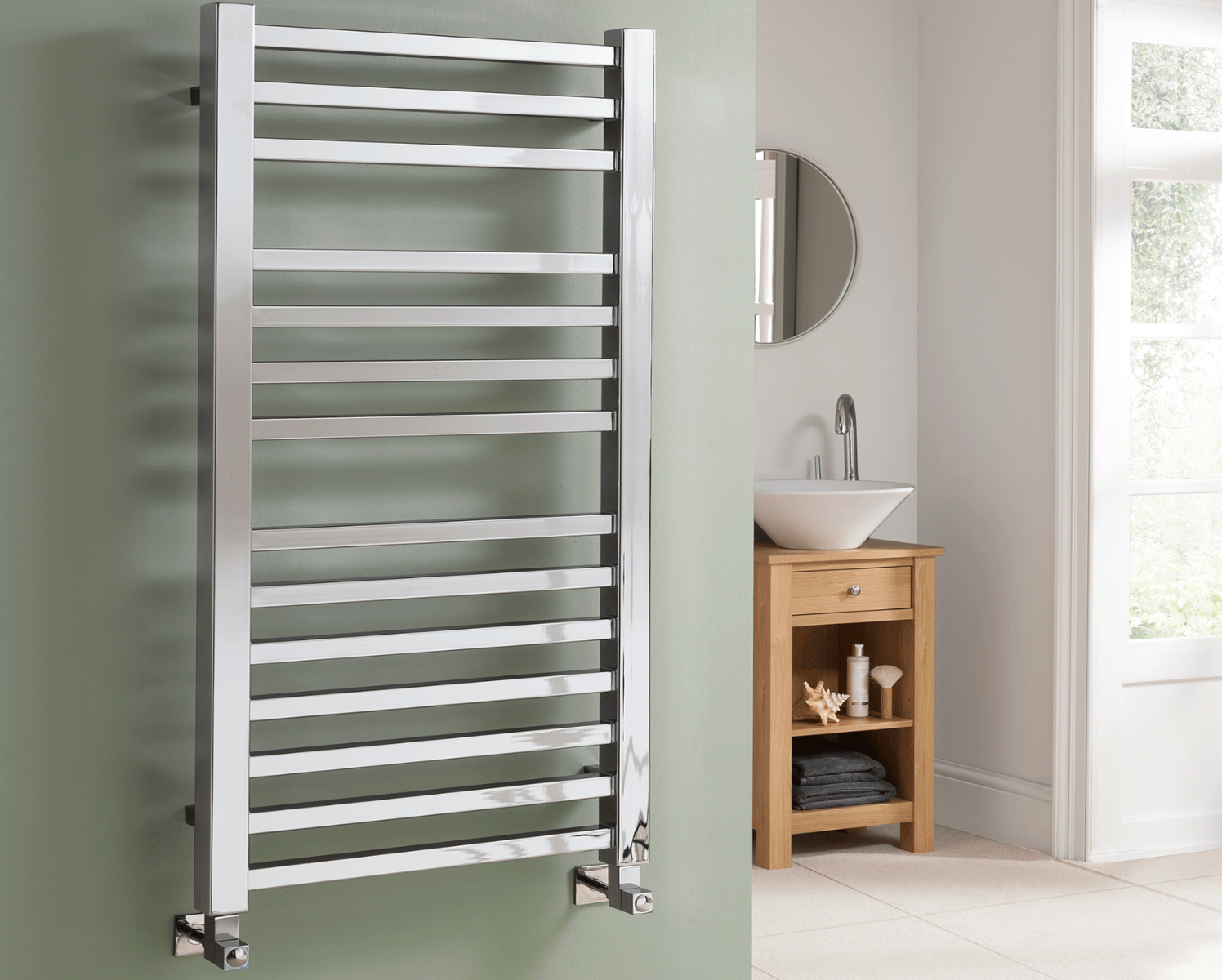 Contemporary Quadrate Towel Rail Dual Energy Only - Chrome 800x600