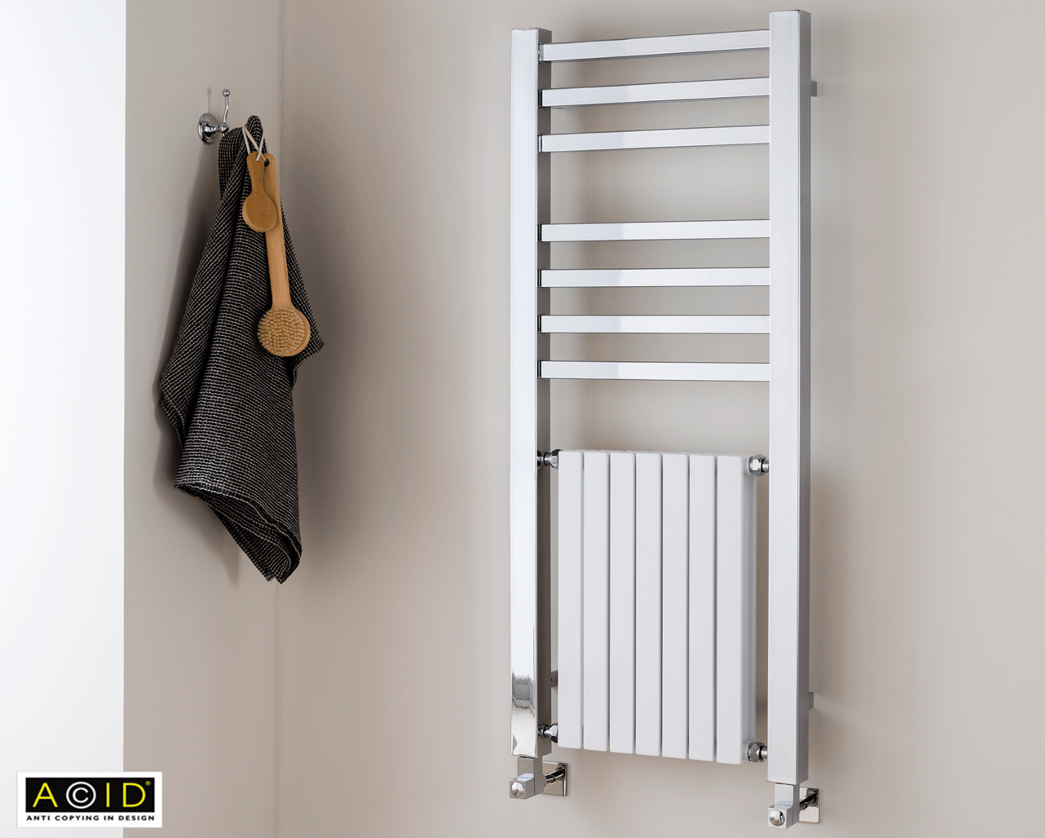 Contemporary Quadrate Harmonique Towel Rail Dual Energy Only - Chrome 1200x500