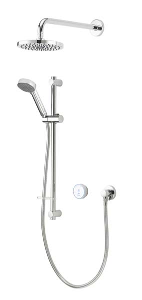 Quartz Blue Concealed Shower with Wall Mounted Fixed & Adjustable Heads - Pumped