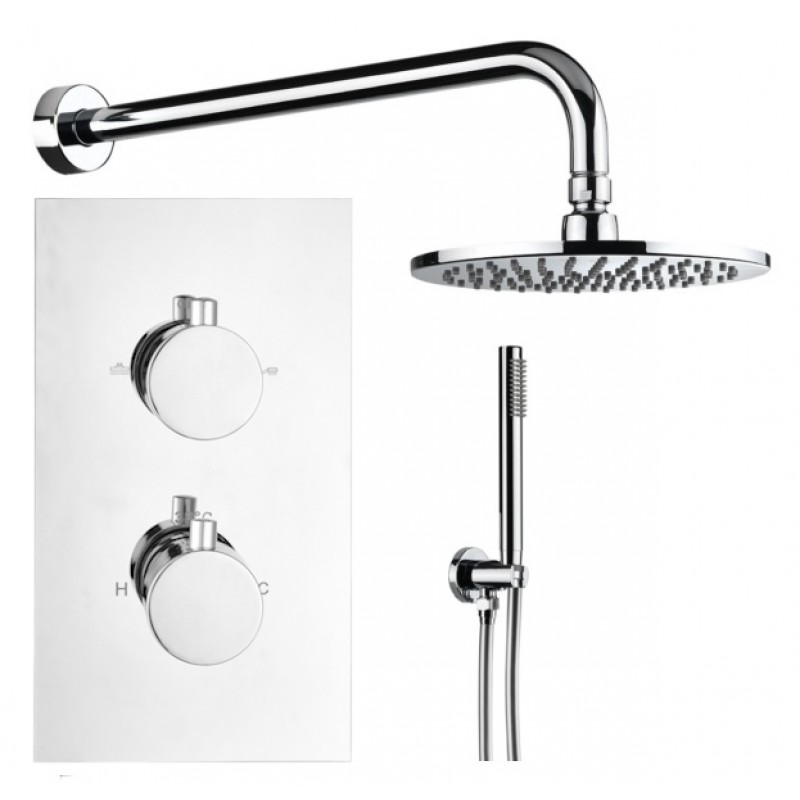 Round Shower pack - (2 Knob 2 Outlet) Consists of: RTV2 - Round twin handle ther (PACK R2)
