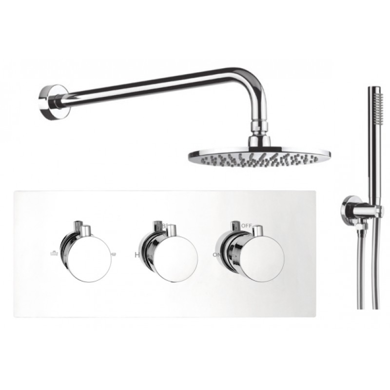 Round Shower pack - (3 Knob 2 Outlet) RTV3 - Round three handle thermostatic sho (PACK R3 - H)