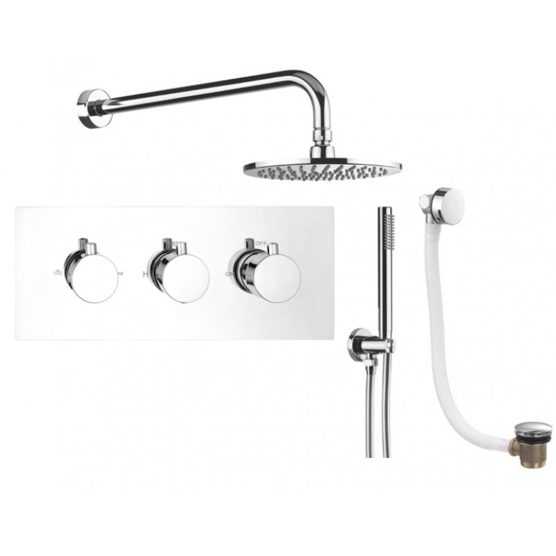 Round Shower pack - (3 Knob 3 Outlet) Consists of: RTV4 - Round three handle the (PACK R4 - H)