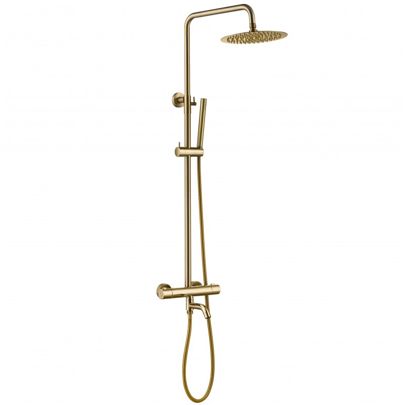 Thermostatic shower (3 option) with rigid riser rail kit, over head shower & swi (RETS13-BG)