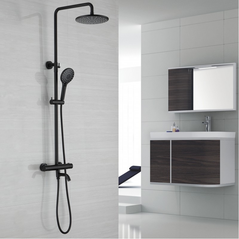 Thermostatic shower (3 option) with rigid riser rail kit, over head shower & swi (RETS13-B)