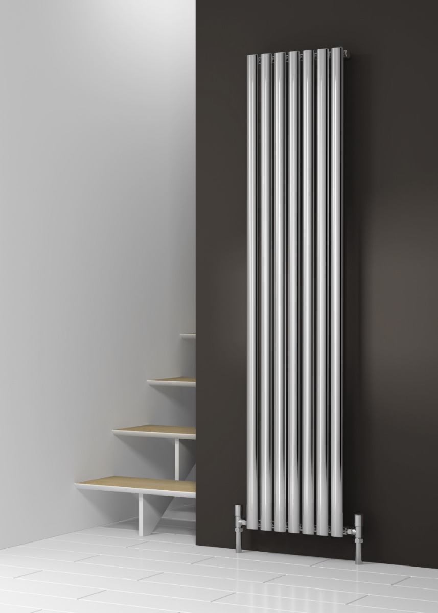 Neva Chrome Vertical Home Mild Steel Radiator 295 x 1800mm chrome