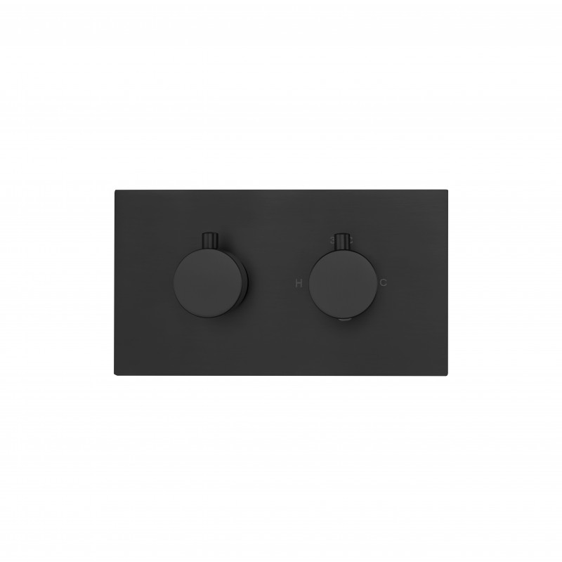 Round twin handle thermostatic shower valve (Horizontal) 1-outlet Matt Black (RTV1-H-MB)