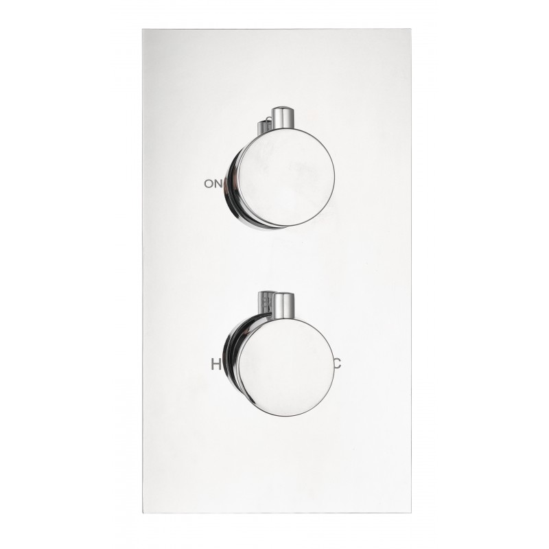 Round twin handle thermostatic shower valve (Vertical) 1-outlet Chrome (RTV1)