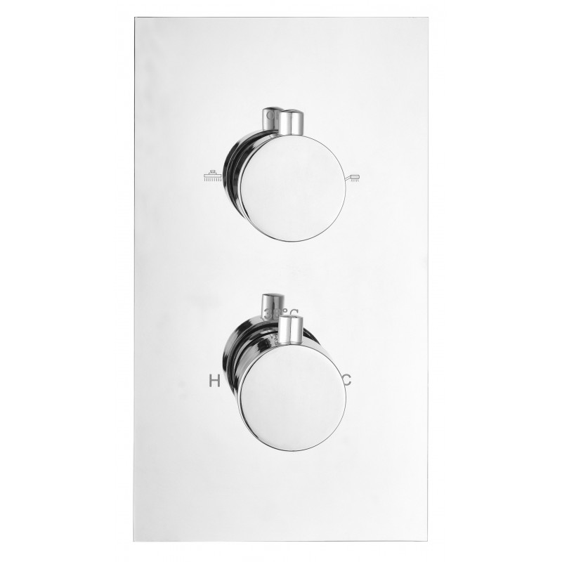 Round twin handle thermostatic shower valve (Vertical) 2-outlet Chrome (RTV2)