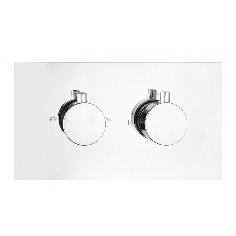 Round twin handle thermostatic shower valve (Horizontal) 2-outlet Chrome (RTV2-H)