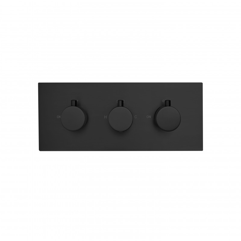 Round three handle thermostatic shower valve (Vertical), 2-outlet - Horizontal (RTV3-H-MB)
