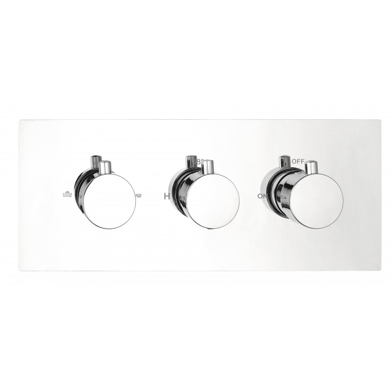Round three handle thermostatic shower valve (Vertical), 2-outlet - Horizontal C (RTV3-H)