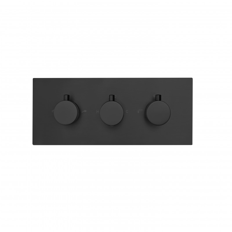 Round three handle thermostatic shower valve (Horizontal), 3-outlet (RTV4-H-MB)