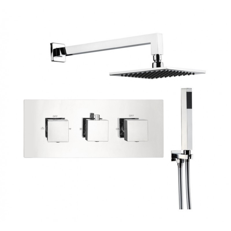 Square Shower pack - (3 Knob 2 Outlet) Consists of: STV3 - Square three handle t (PACK S3 - H)