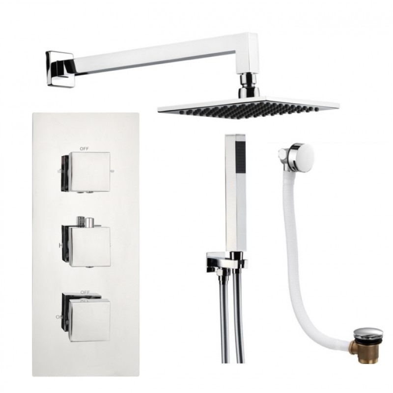 Square Shower pack - (3 Knob 3 Outlet) Consists of: STV4 - Square three handle t (PACK S4)