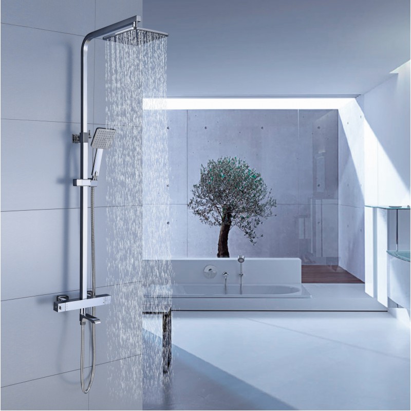 Square exposed luxury shower with swivel spout, low pressure - 3 option (SETS14)