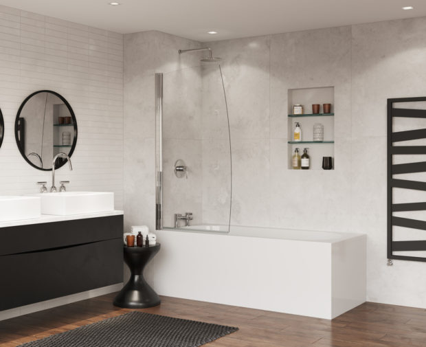 Bath Screen Sail 800 X 1400mm Chrome