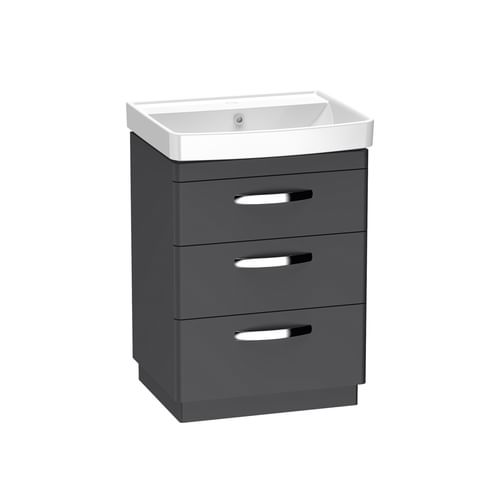 Compass 600 Three Drawer Vanity Unit - Storm Grey