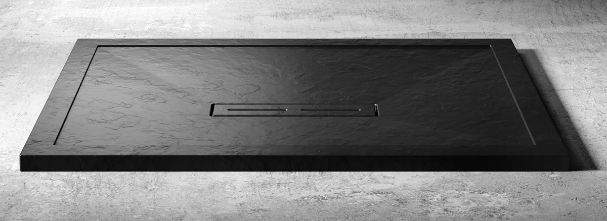 Kudos Connect2 Black Grey Slate Finish Rectangular Shower Tray 1700 x 700mm