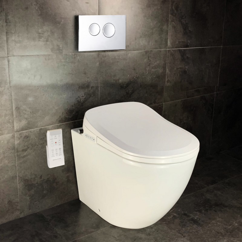Smart rimless back to wall pan with bidet soft close seat cover & remote (SMT-D02)