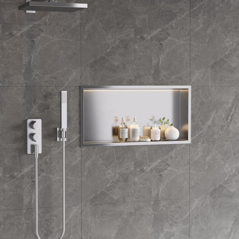 Shower Niche Brush Steel 300 X 600 X 83mm (SNH60-CH)