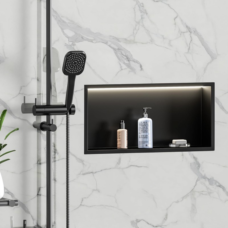 Shower Niche Matt Black 300 X 600 X 83mm (SNH60-MB)
