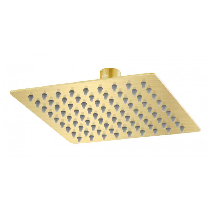 Slimline, Square overhead shower (anti-scaling) 200mm Brush Gold (SSH200-BG)