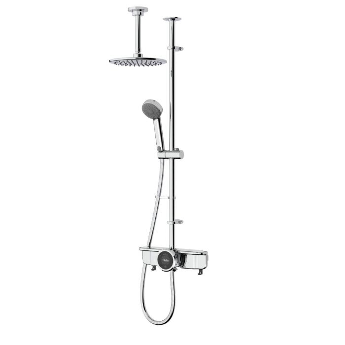 SmartShelf Quartz Touch Smart Digital Shower Exposed with Adjustable Head and Fixed Ceiling Head (HP/Combi)