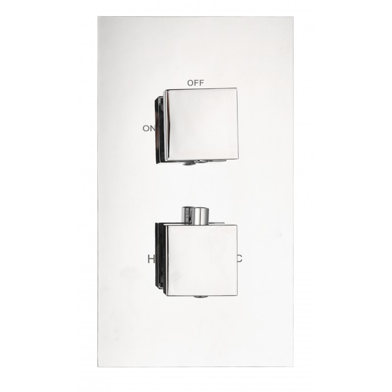 Square twin handle thermostatic shower valve (Vertical), 1-outlet Chrome (STV1)