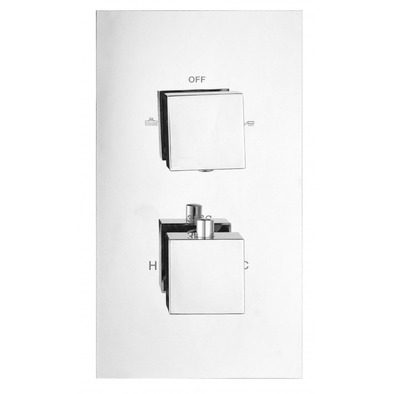 Square twin handle thermostatic shower valve (Vertical), 2-outlet Chrome (STV2)