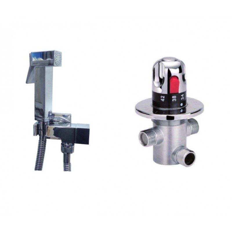 Square douche pack with thermostatic valve Consists of TDV100 + 2001 (T2001)