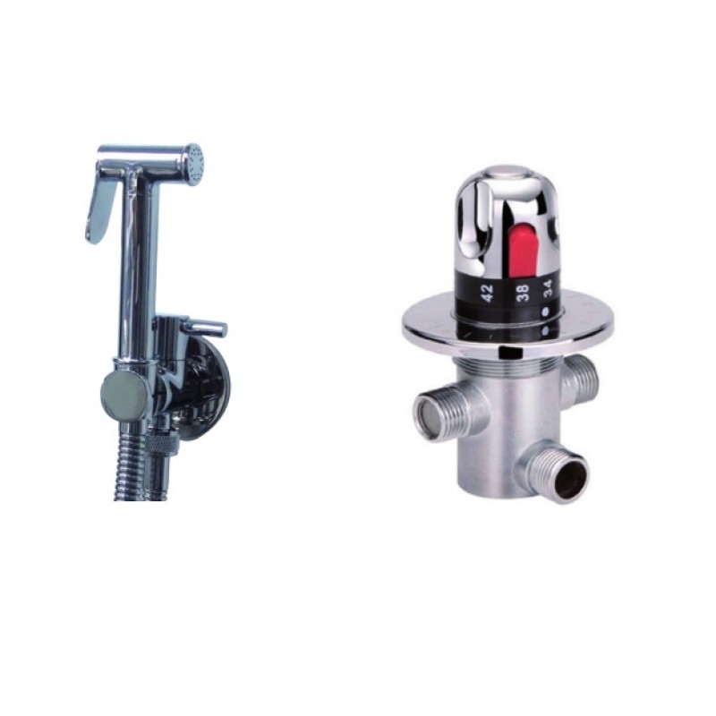 Slim, round douche pack with thermostatic valve Consists of TDV100 + 2111 (T2111)