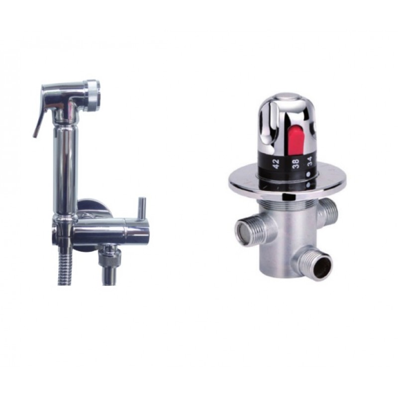 Round douche pack with thermostatic valve Consists of TDV100 + 2607 (T2607)