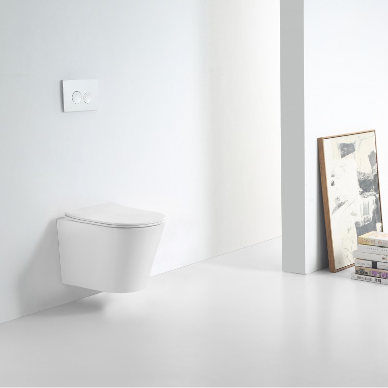 Tornado round wall hung rimless pan & soft close seat (TOR-R701)